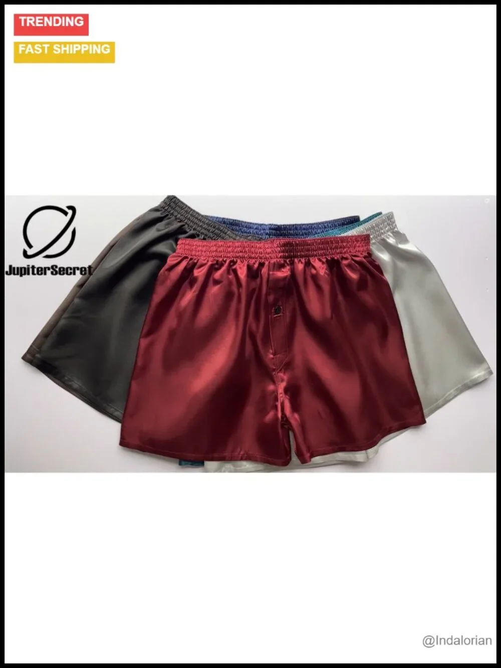 Mens Satin Boxer Shorts Silk Feeling Sleep Shorts Underwear Button Fly 6 Pack